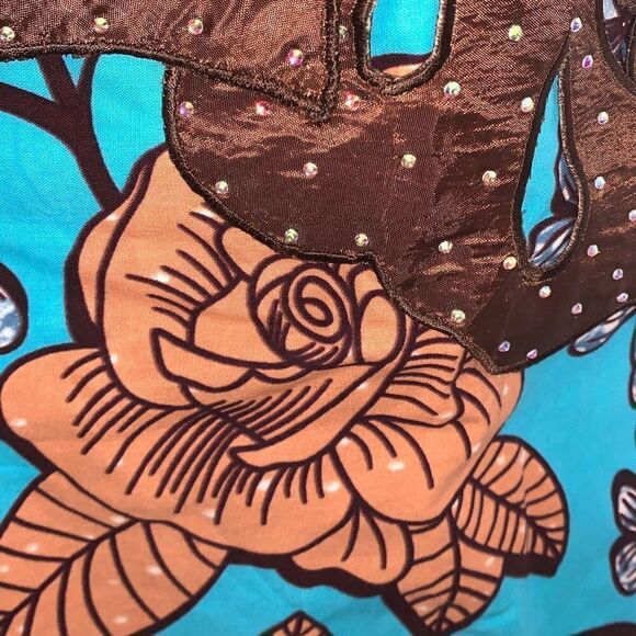 Vintage Bold Floral Mod Dress With Appliqué Size Medium - Picture 8 of 15